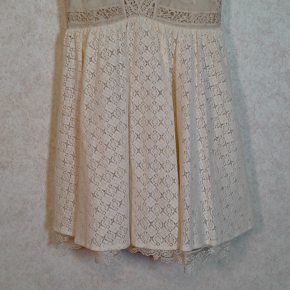 NWT Free People Victoria Ivory Lace&Embroidery Cinderella Mini Dress,Lining Sz2 - Picture 3 of 12